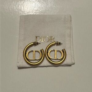 Dior Gold CD Hoops Earrings